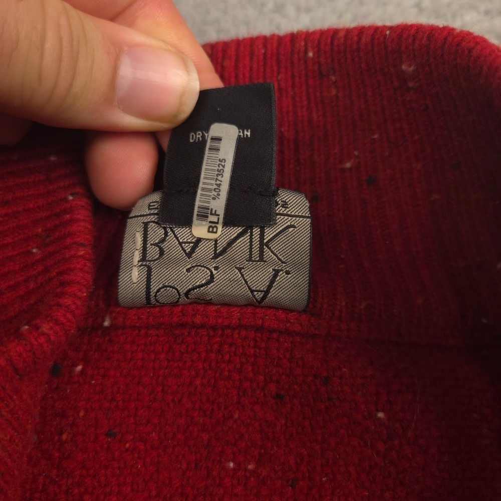 Jos A Bank Men XL Red Lambswool Quarter Zip Sweater Pullover Speckled Knit - Picture 3 of 9